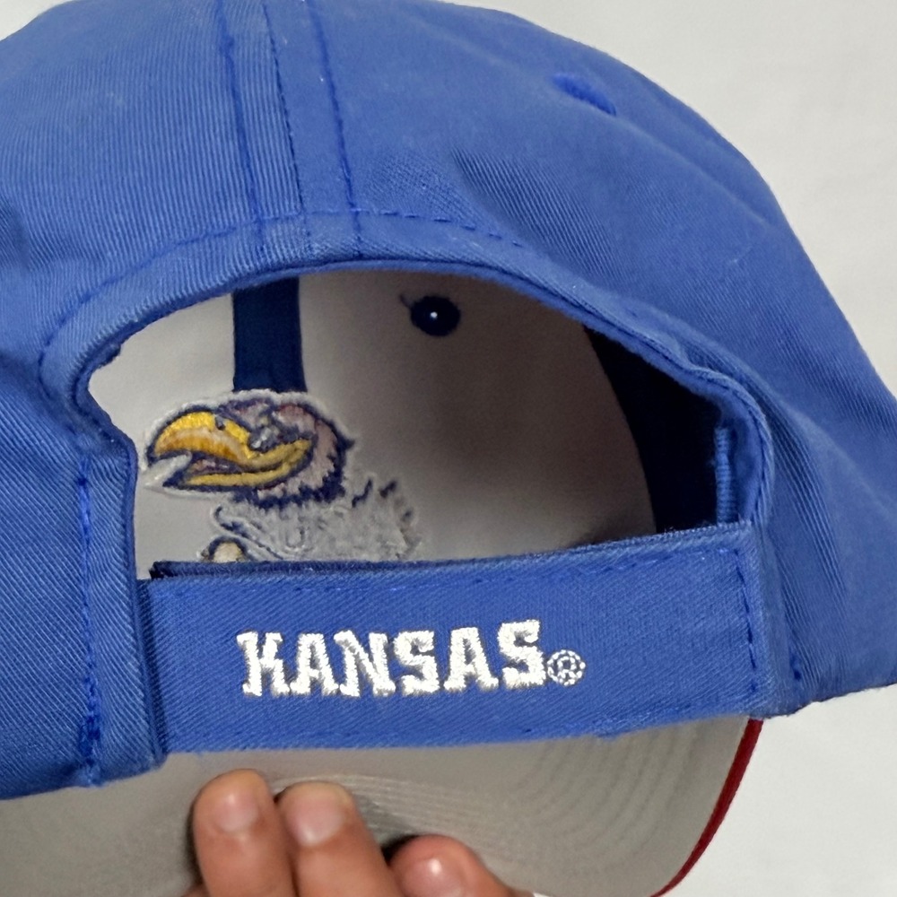 Kansas Jayhawks Outdoor Cap Baseball Hat S/M College NCAA Red Blue - Picture 9 of 11